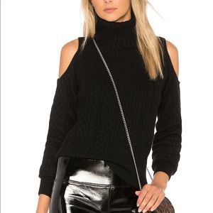 Black turtleneck cold shoulder sweater